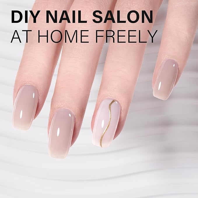 AILLSA Nude Gel Polish Secretly Love Translucent Gel Nail Polish Sheer Grey Jelly Gel Polish Long Lasting Senior Ash Neutral Color Pastel Nails Soak Off U V Gel for Nail Art at Home 0.51 Oz GB135