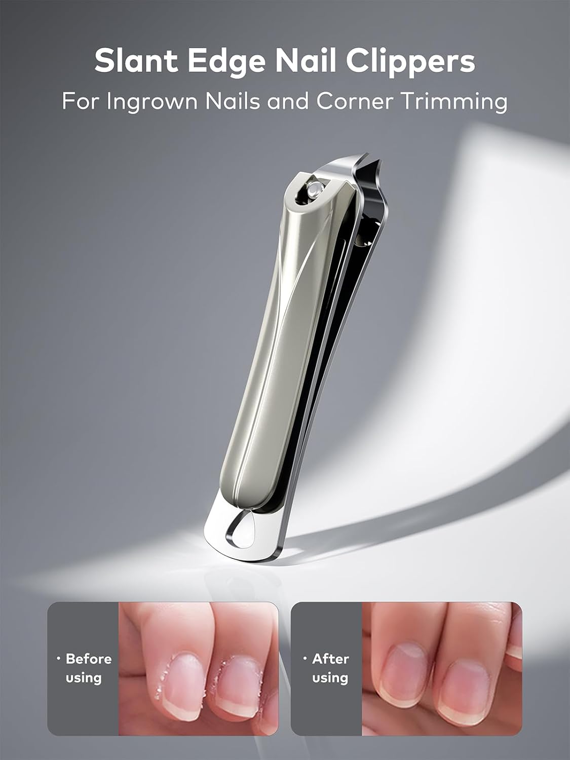llano Nail Clippers, 3PCS Nail Clipper Set with Fingernail Clippers, Slant Nail Clippers, Professional Nail Clippers for Men and Women, Premium German Steel Nail Cutter with Leather Case