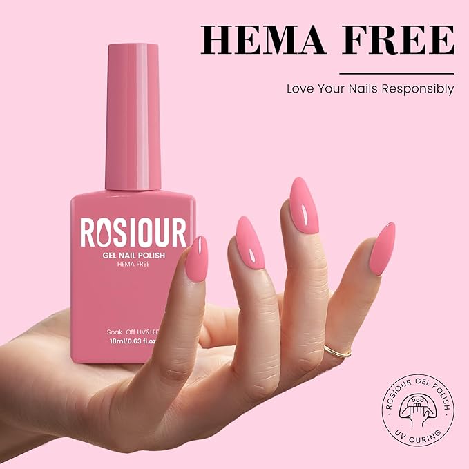 HEMA-Free Pink Gel Nail Polish, 18 ML Pastel Pink Spring Summer Color Gel Polish for Women Girls Gift, Soak Off High Gloss Professional Gel for Nail Art Salon & Home DIY Manicure