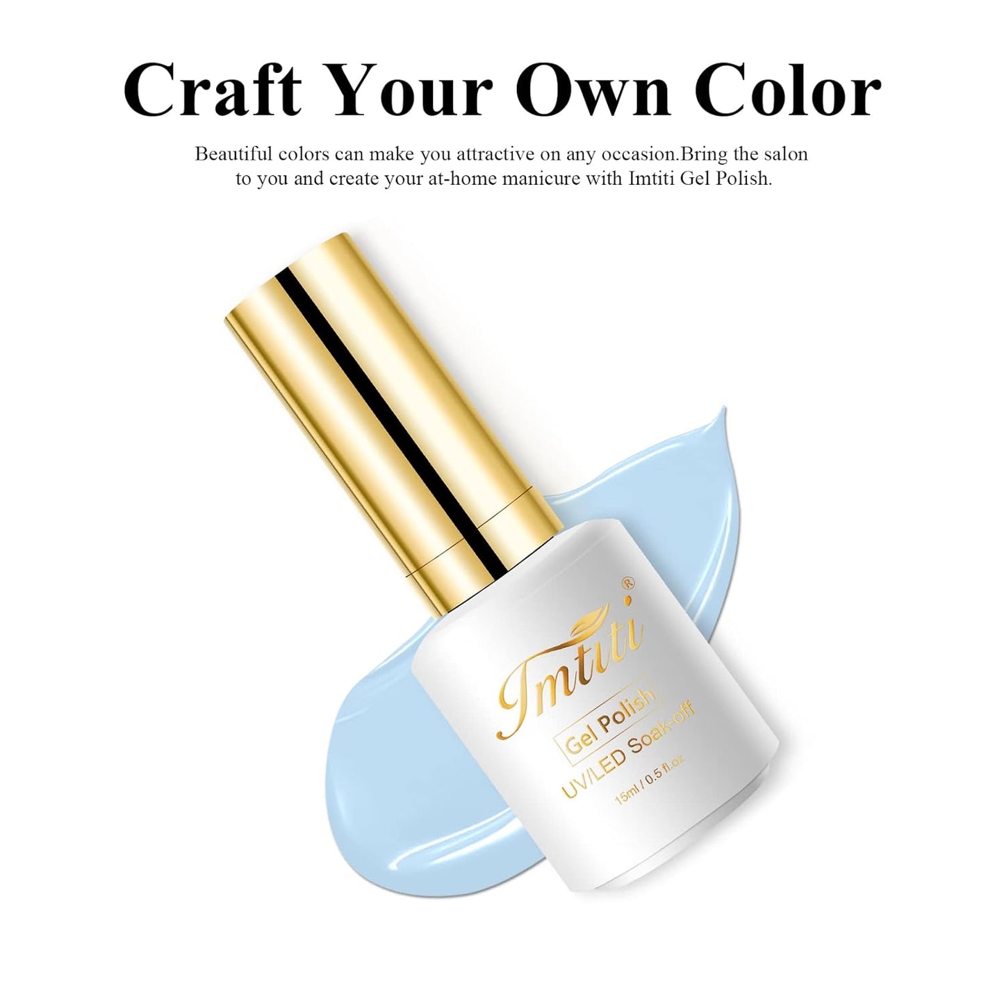 Imtiti Pastel Gel Nail Polish, 1 Pcs 0.5 Fl Oz Pastel Blue Gel Polish Soak Off LED U V Nail Gel Polish Spring Summer Easter Gel Nail Polish DIY Nail Art Starter Manicure Salon Gel Nail Kit