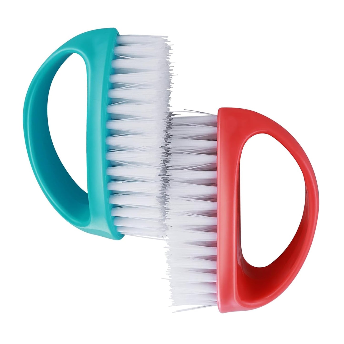 2 Pcs Hand and Nail Brush, Nail Clippers Heavy Duty Scrub Clean Brushes with Nylon Bristles for Cleaning Soft Stiff Fingernails Fingers Toes and Nails Scrubber Men Women(Red, Blue)