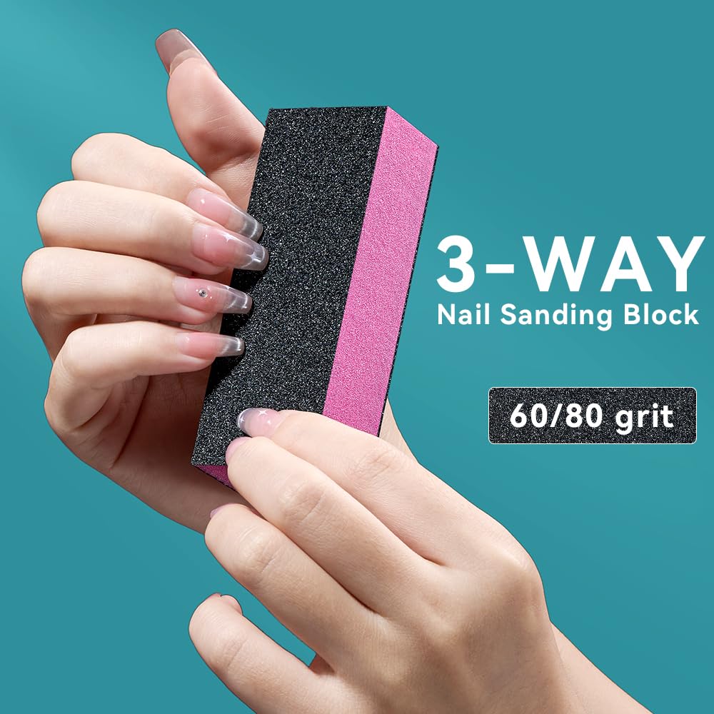 TsMADDTs Nail Files and Buffers, 13PCS Nail Kit with 3-Way Sanding Block, 4-Way Buffing Block, 100/180 Files, Cuticle Nippers & Cuticle Pusher