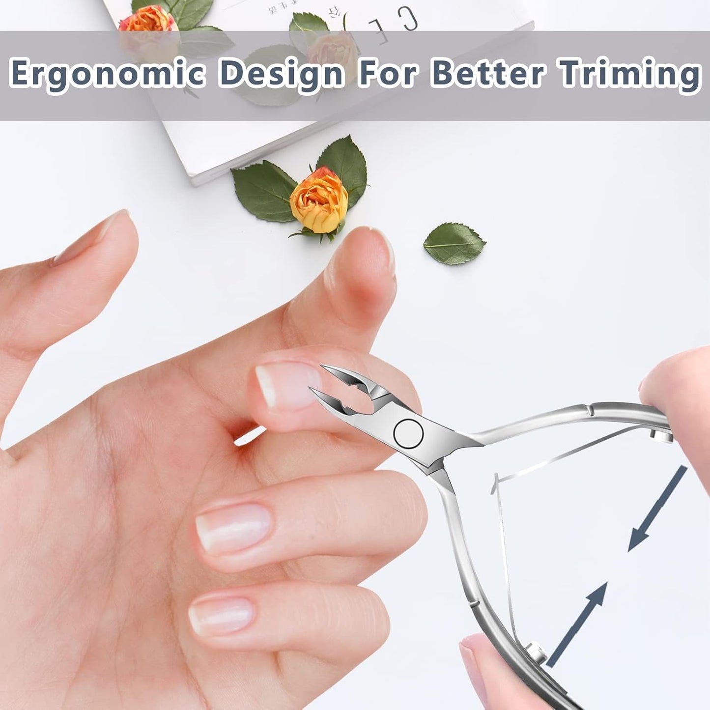 Cuticle Trimmer with Cuticle Pusher and Scissors, Cuticle Remover Professional Durable Pedicure Manicure Tools, Stainless Steel Cuticle Nipper Cutter Clipper for Fingernails and Toenails (Silver)
