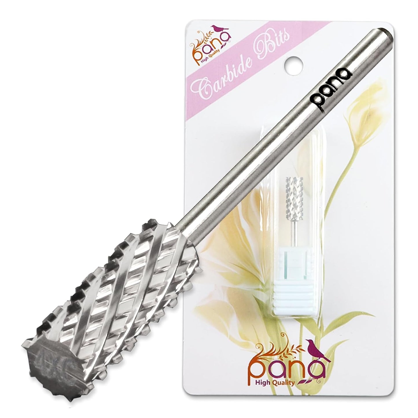 PANA Flat Top Small Barrel 3/32" Shank Size - (Silver, 4X Coarse Grit) - Fast remove Acrylic or Hard Gel Nail Drill Bit for Manicure Pedicure Salon Professional or Beginner