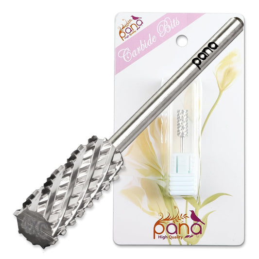 PANA Flat Top Small Barrel 3/32" Shank Size - (Silver, 4X Coarse Grit) - Fast remove Acrylic or Hard Gel Nail Drill Bit for Manicure Pedicure Salon Professional or Beginner