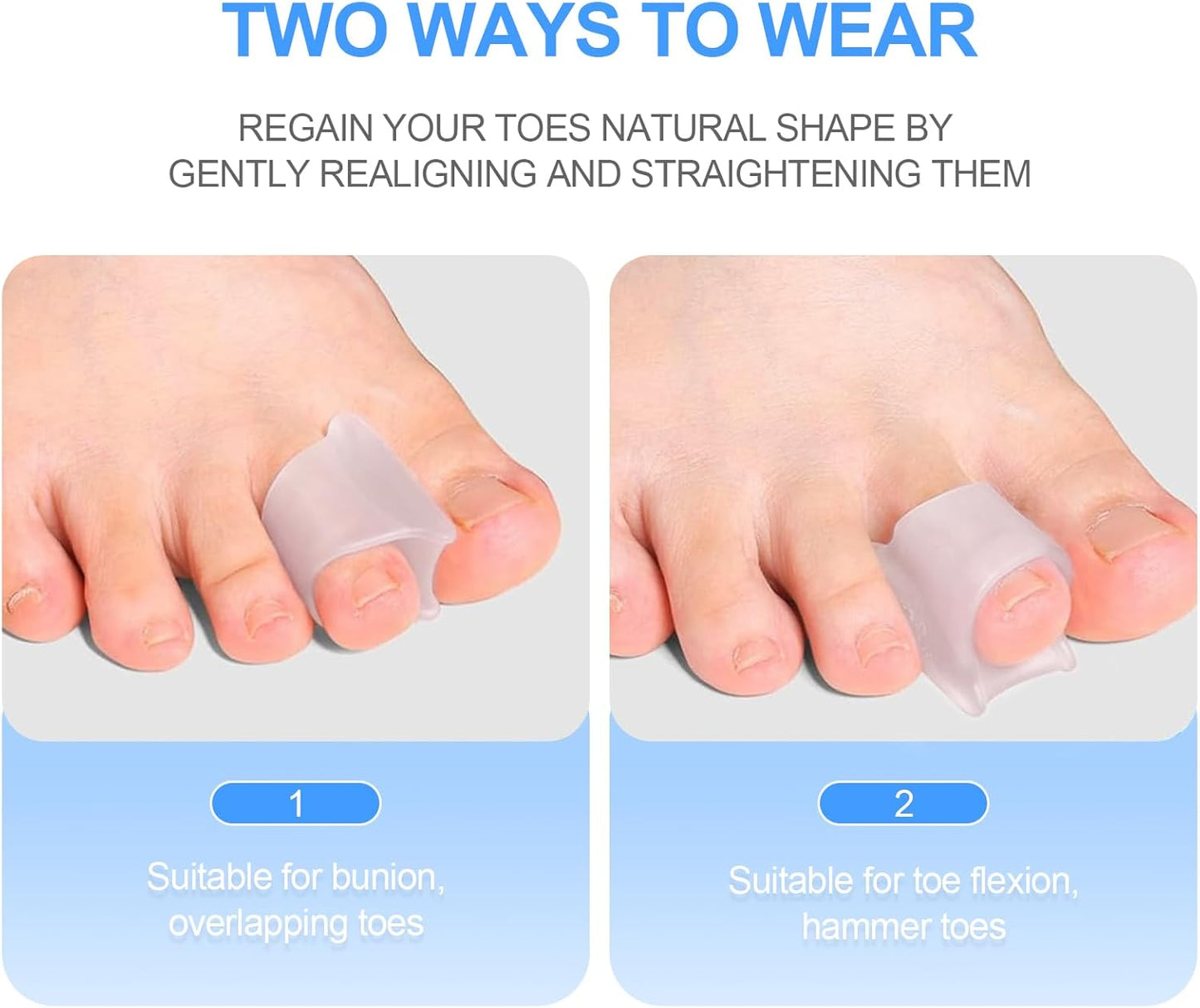 Hammer Toe Corrector, 6 Pack Toe Spacers, Toe Straighteners for Curled Toes, Bunion Corrector for Preventing Rubbing & Relieve Pressure (Medium)