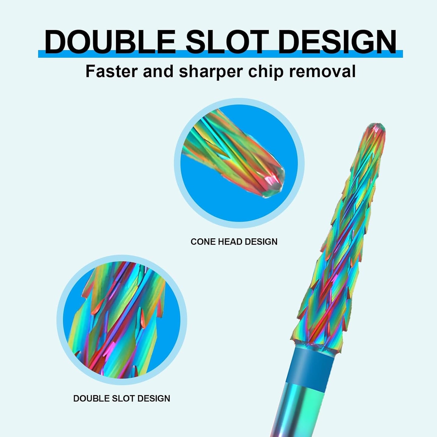 3/32" Small Cone Clean Medium Grit Carbide Cuticle Cleaner Bit for Electric Nail Drills – Professional Manicure Tool for Nail Salons and Home Use (M Grit. Multicolor)