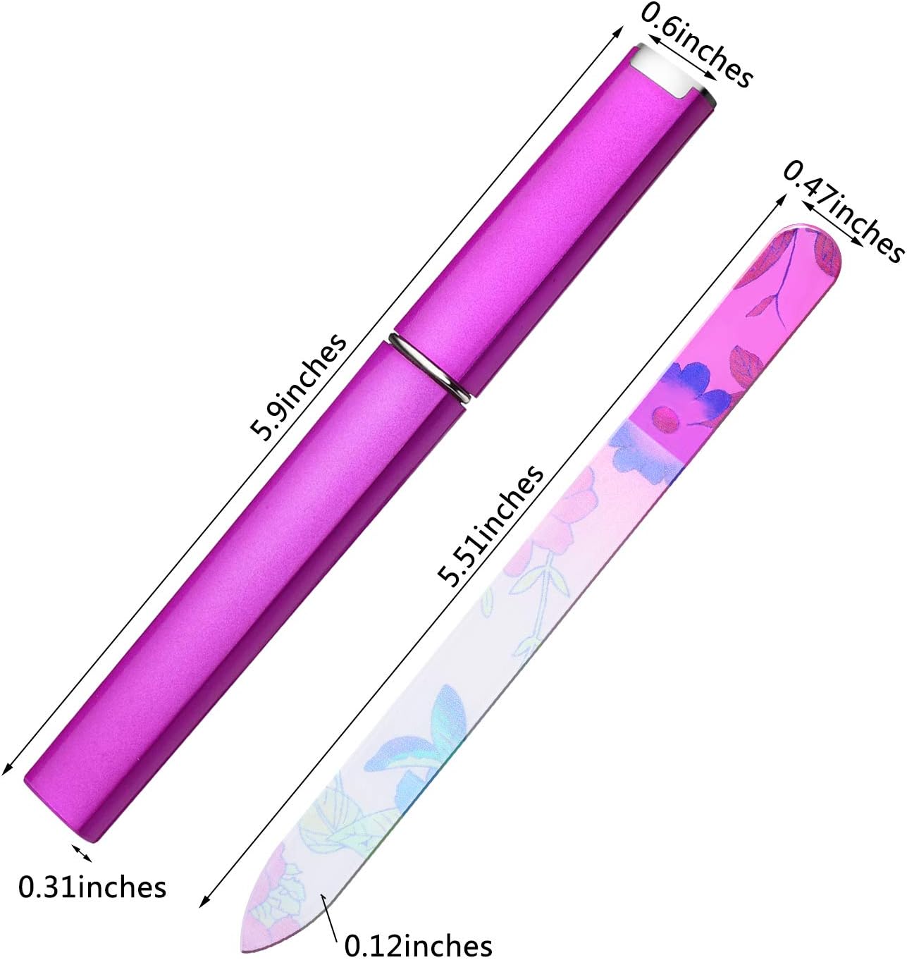Mudder 5 Pack Glass Nail File with Case for Women Double Sided Crystal Fingernail File for Natural Nails Manicure Care Christmas Stocking Stuffers Gifts(Classic Pattern)