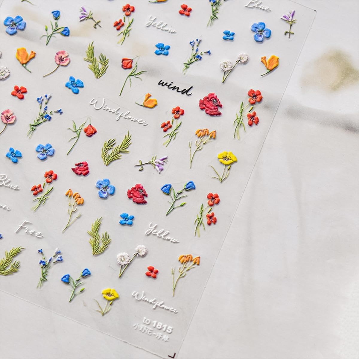 Flower Nail Art Stickers Decals Flowers Nail Stickers Summer Floral Plant Nails Design 5D Embossed Flower Nail Decals Spring Manicure Supply for Women Nails Decoration