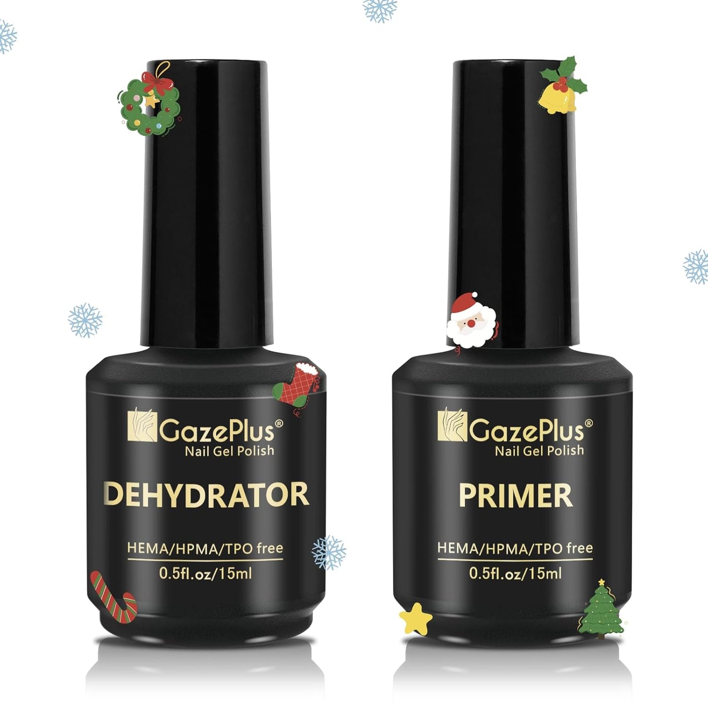 Nail Dehydrator and Primer Set, 15ML Acid-Free Natural Nail Dehydrator & Nail Primer Professional and Long-lasting for Christmas Gift Nail Art Polish Acrylic Gel Extension and Powders