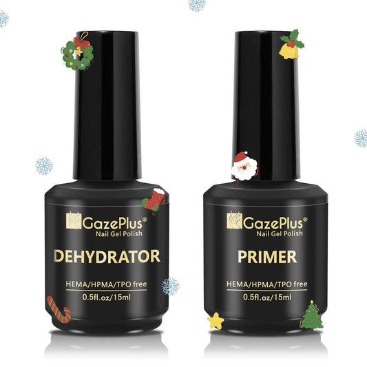 Nail Dehydrator and Primer Set, 15ML Acid-Free Natural Nail Dehydrator & Nail Primer Professional and Long-lasting for Christmas Gift Nail Art Polish Acrylic Gel Extension and Powders