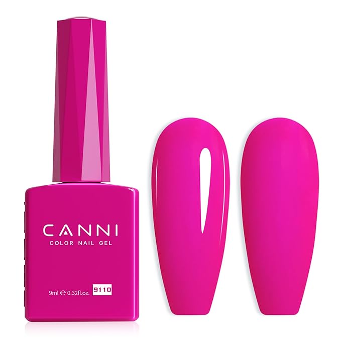 CANNI Hot Pink Gel Nail Polish, 1Pcs Neon Pink Gel Polish Pastel Bright Pink Purple Color High Gloss Soak Off U V Nail French Nail Manicure Salon DIY