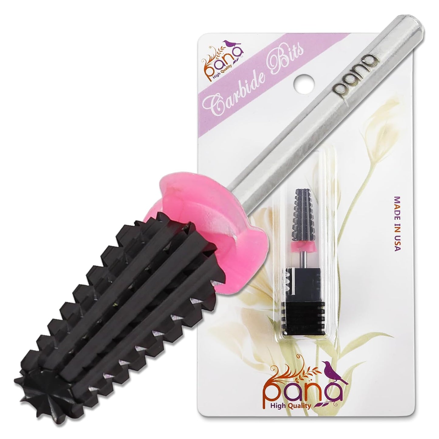 PANA 3/32" Shank 5-in-1 Nail Carbide Bit - (Triple Coarse - 3X Coarse Grit, DLC Black) - Two Way Rotate use for Both Left and Right Handed Fast remove Acrylic or Hard Gel Machine