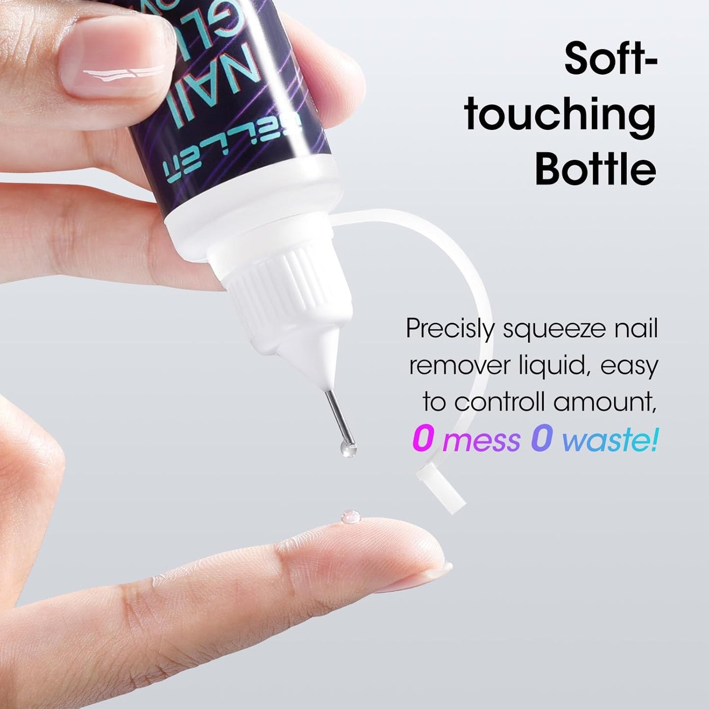 Gellen Nail Glue Remover, Non Acetone Press On Nail Remover for Quick Dry Strong Brush Bond, 10s Fast Gentle Removal Solid Gel & UV Gel, Glue Off for Fake Nail Tips with Stick, 0.67 Fl.oz