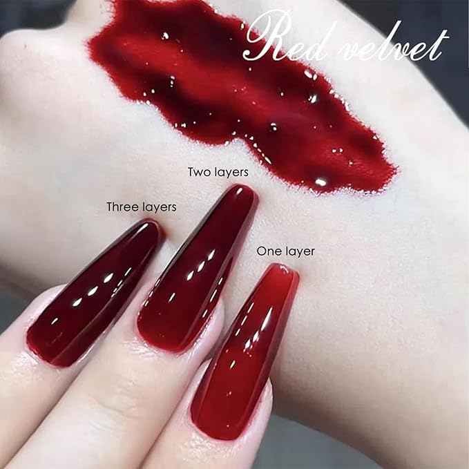 COSMOO Cherry Red Nail Polish, 12ml Red Quick Dry Nail Lacquer for Nail Art Varnish, 0.41 fl oz