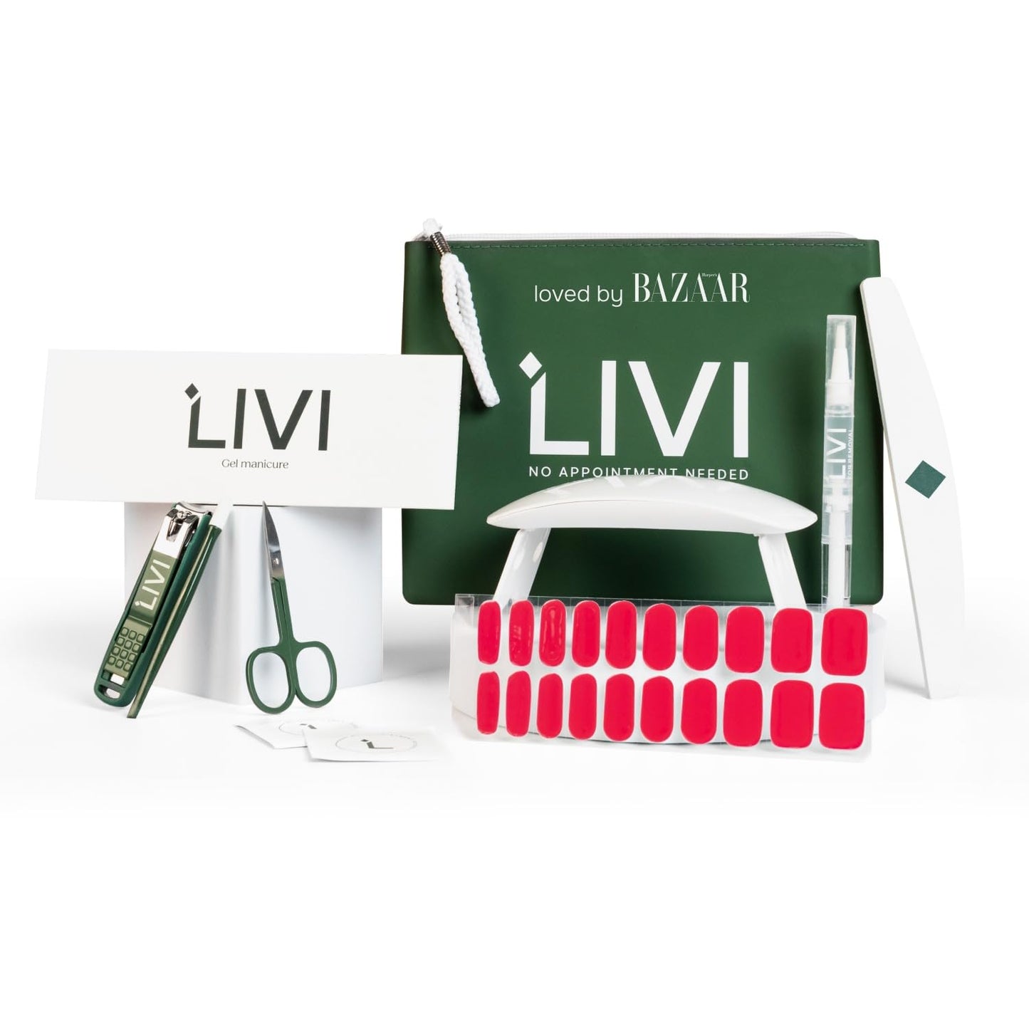 Livi Gel Manicure System with UV Light – Full Mani Kit with 40 Nail Stickers, UV Light, & Mani Tools for Salon-Quality Nails at Home – Easy-to-Use DIY Starter Gel Polish Set (Not a Regular Mom)