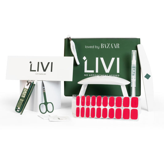 Livi Gel Manicure System with UV Light – Full Mani Kit with 40 Nail Stickers, UV Light, & Mani Tools for Salon-Quality Nails at Home – Easy-to-Use DIY Starter Gel Polish Set (Not a Regular Mom)