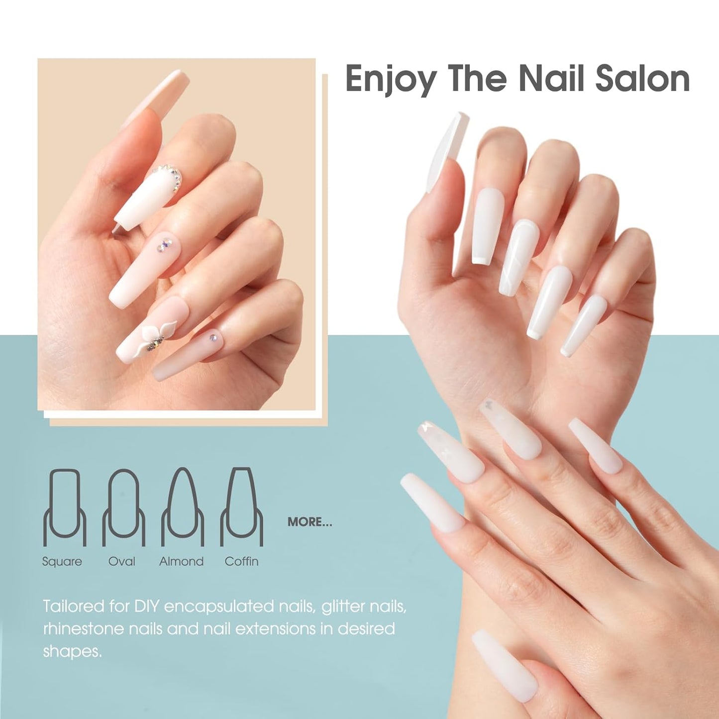 Opal White Poly Extension Gel, ROSALIND 2 oz White Poly Nail Gel for Nail Art Decoration, Nail Thickening Extension Easy to DIY Use at Home Need UV Lamp (Update Version)