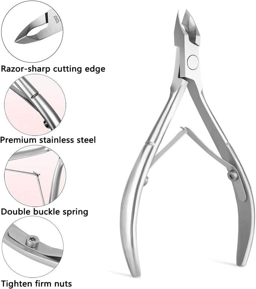 BEZOX Cuticle Clippers - Stainless Steel Professional Cuticle Cutter Hangnails Trimmers - Full Jaw Manicure Cuticle Nipper(6mm)