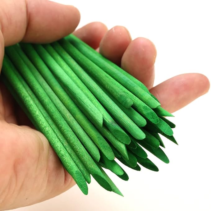 100 Pcs Orange Wood Nail Sticks Double Sided Multi Functional Cuticle Pusher Manicure Pedicure Tool for Manicure Pedicure Green