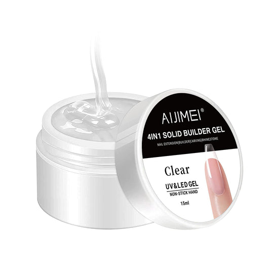 AIJIMEI 4in1 Nail Extension Builder GelNon-stick Hand Building Nail GelClear HardGel for Nails Extension Gel DIY Home GelManicure(Clear 15ml/0.5fl.oz)