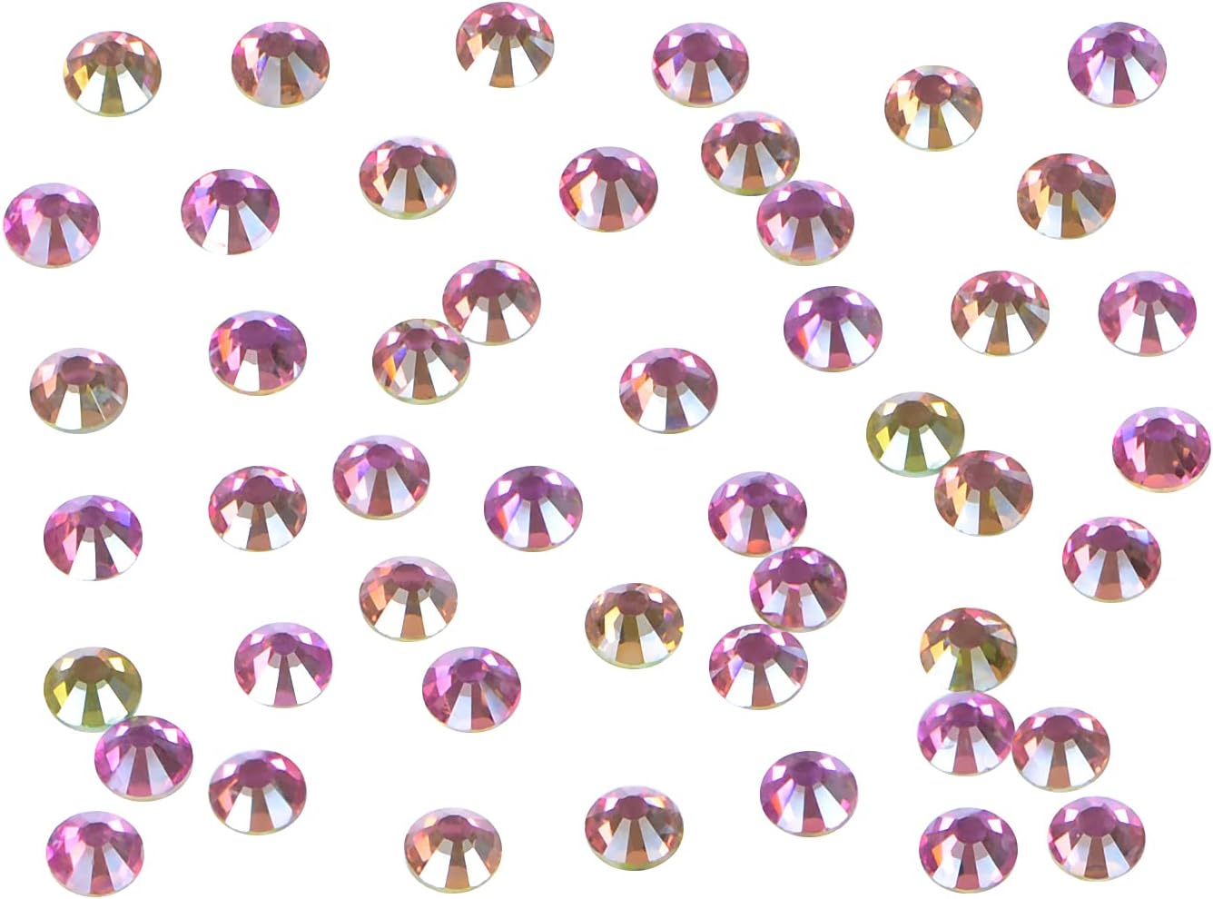 2880PCS Art Nail Rhinestones Non Hotfix Glue Fix Round Crystals Glass Flatback for DIY Jewelry Making with one Picking Pen (ss10 2880pcs, Golden Rose)