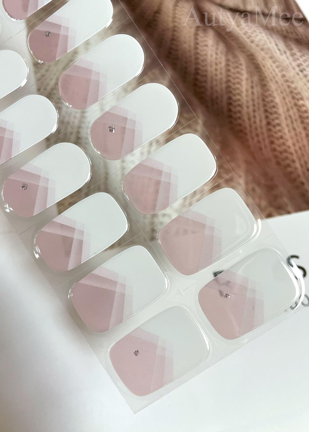 Semi Cured Gel Nail Strips (Elegant French), White French Tip, 20 Pcs Gel Nail Wraps, Stickers, UV Light Required, Salon Quality, Long Lasting