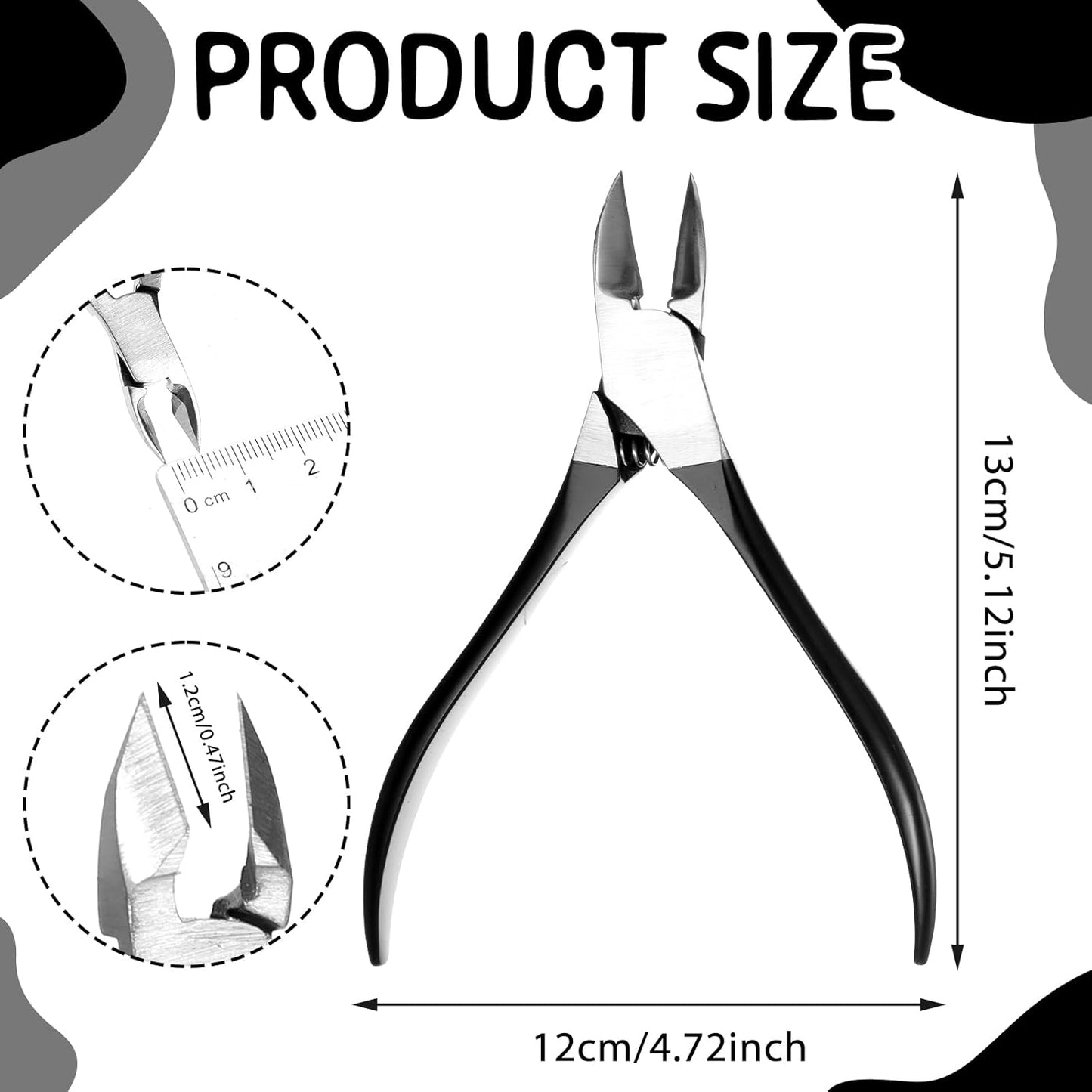 Cuticle Nippers Black Stainless Steel Cuticle Remover Nippers Rubber Professional Manicure and Pedicure-Cuticle Remover Tools 4mm Rubber Coated Handle Manicure Tools