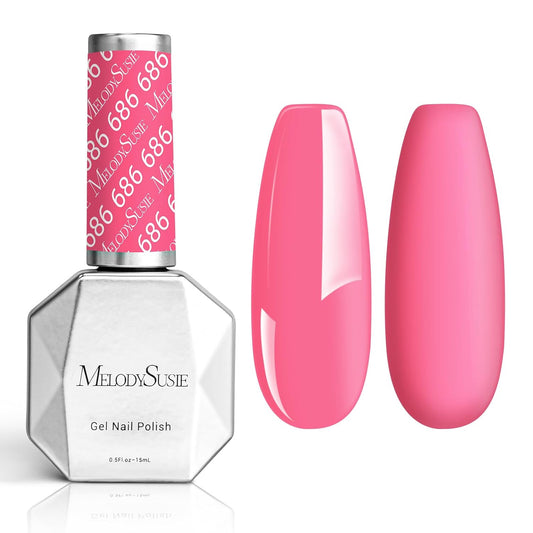 MelodySusie Thick Bright Pink Gel Nail Polish,0.5fl oz Nails Soak Off UV LED Rose Pink Gel Polish Christmas Gift for Women Nail Art Manicure Salon DIY Nail Design Decoration at Home-686