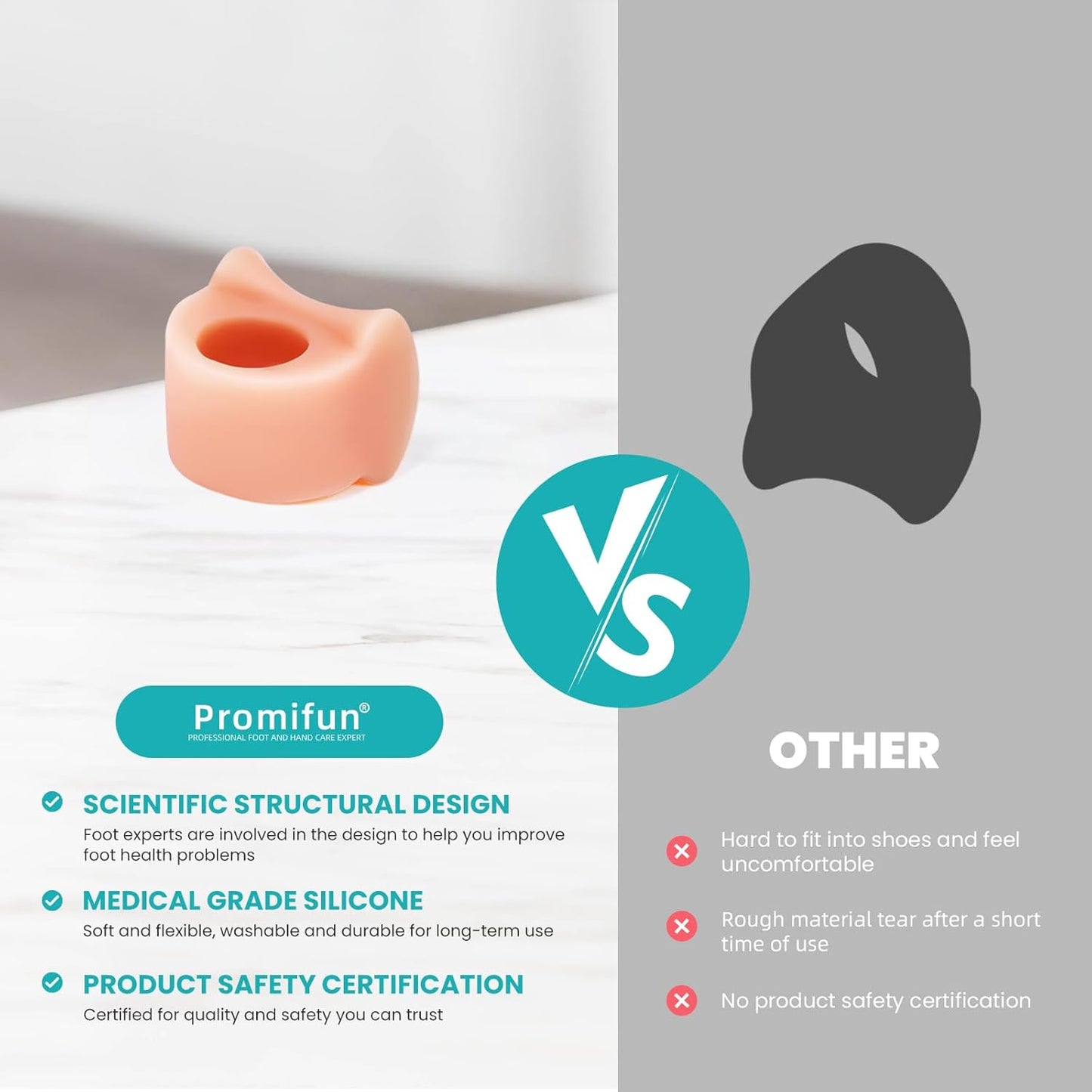 Toe Separators for Women Gel Toe Separators for Overlapping Toes, Bunions, Big Toe Alignment, Corrector and Spacer, Preventing Rubbing Relieve Pressure (Pinky, 12 Pack, Beige)