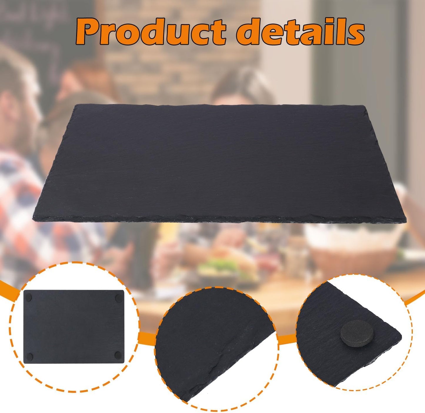 8 Pack 12 x 8 Inch Slate Cheese Boards, Black Rectangle Slate Charcuterie Boards, Natural Charcuterie Stone Plates for Parties, Gifts, and Special Events, Cheese, Sushi, Food.
