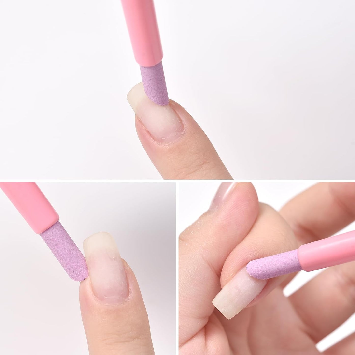 10Pcs Stoe Sanding Nail File Tools Nail File Cuticle Removal Buffer Washable Pedicure Manicure Pen Cuticle Pusher Stick for Nail Care, Pink