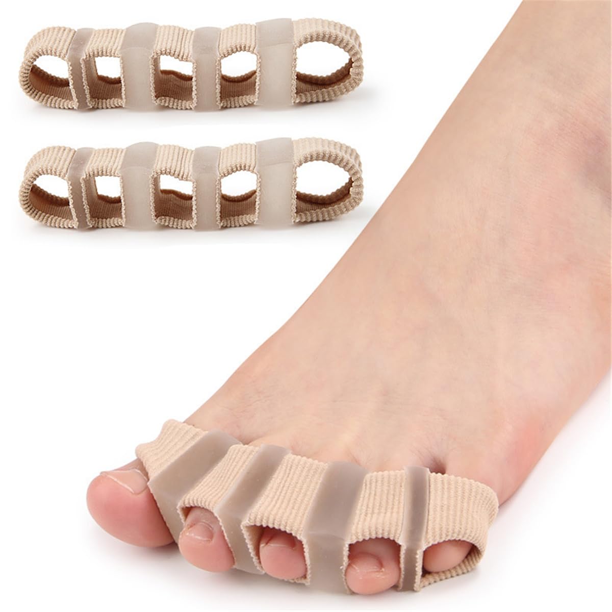 Toe Separators Toe Spacers, Bunion Corrector Hammer Toe Straighteners, Gel Toe Spreaders Toe Cushion Sleeves, for Toe Alignment, Crooked Overlapping Toes, Hallux Valgus Plantar Fasciitis (5 Holes)