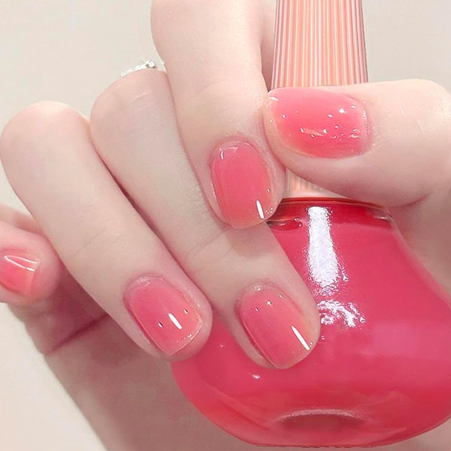 COSMOO Clear Pink Nail Polish, 12ml Nude Peach Quick Dry Nail Lacquer for Nail Art Varnish, Long Lasting Sheer Pink Polish, 0.41 fl oz