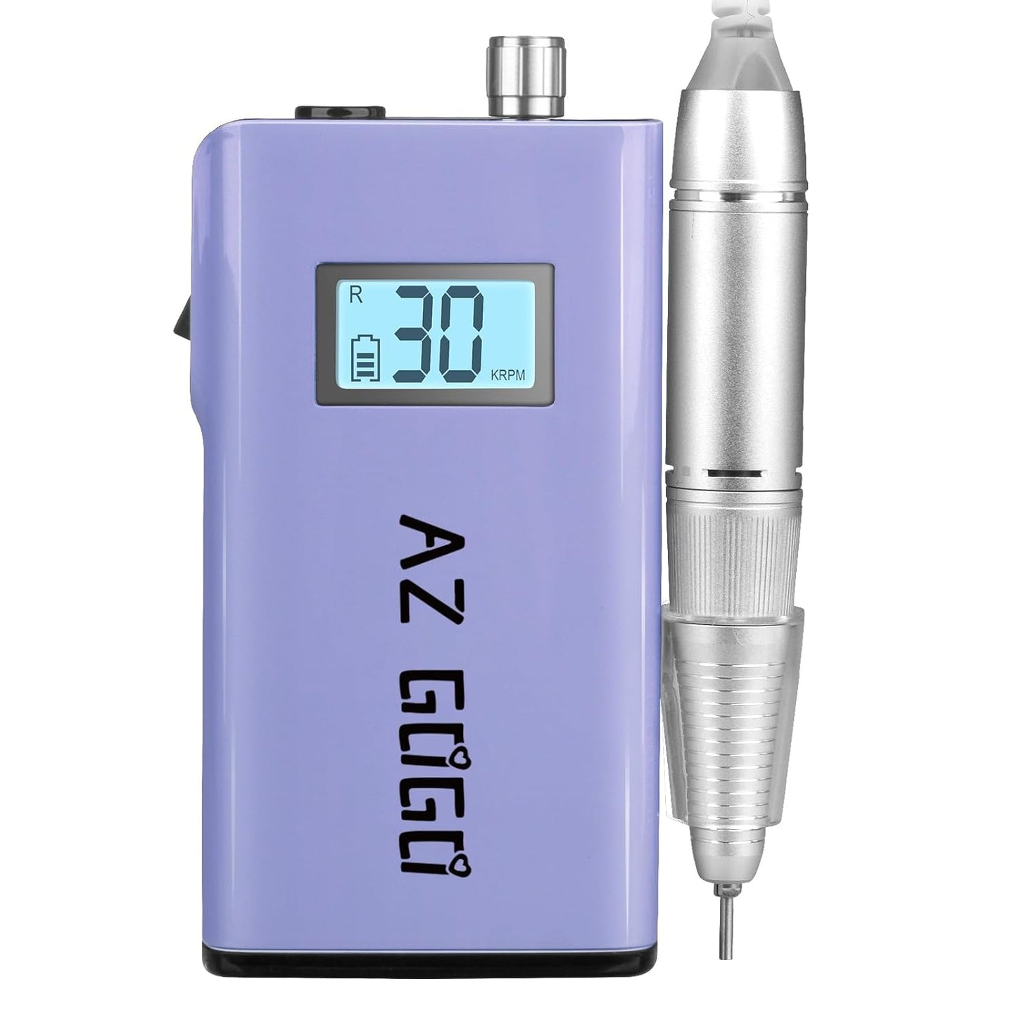 Rechargeable Nail Drill Machine, AZ GOGO 30000RPM Professional Portable Nail Drills for Acrylic Gel Nails - Cordless Electric Nail Drill with LCD Display (Purple)