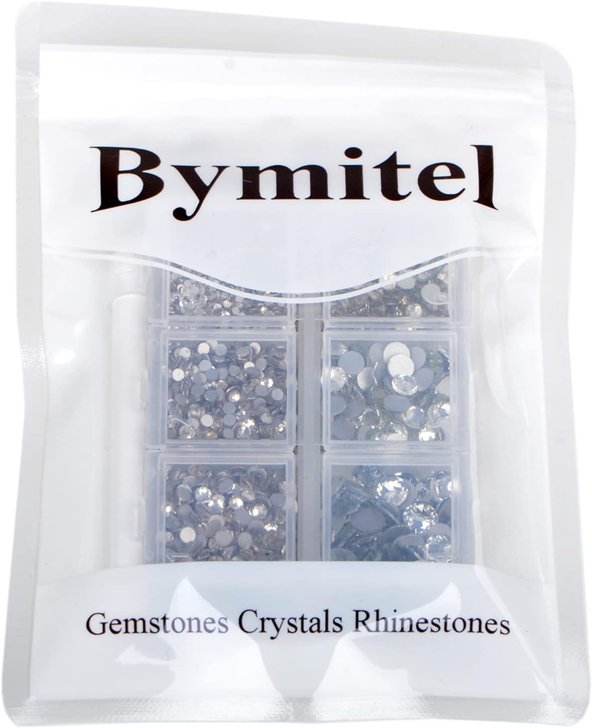 Bymitel 5000 Pieces 6 Mixed Sizes Glue Fix on Glass Rhinestones Round Crystal Gems Flatback for DIY Jewelry Making with one Picking Pen(6-Sizes 5000PCS, Clear Crystal)