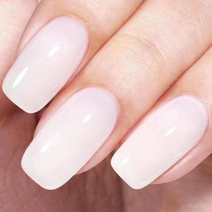 AILLSA Milky White Gel Polish Nude Gel Nail Polish Light Color Translucent Neutral Gel Polish Long Lasting Natural Jelly Nails Soak Off U V Gel for French Manicure at Home 0.51 Oz GB134