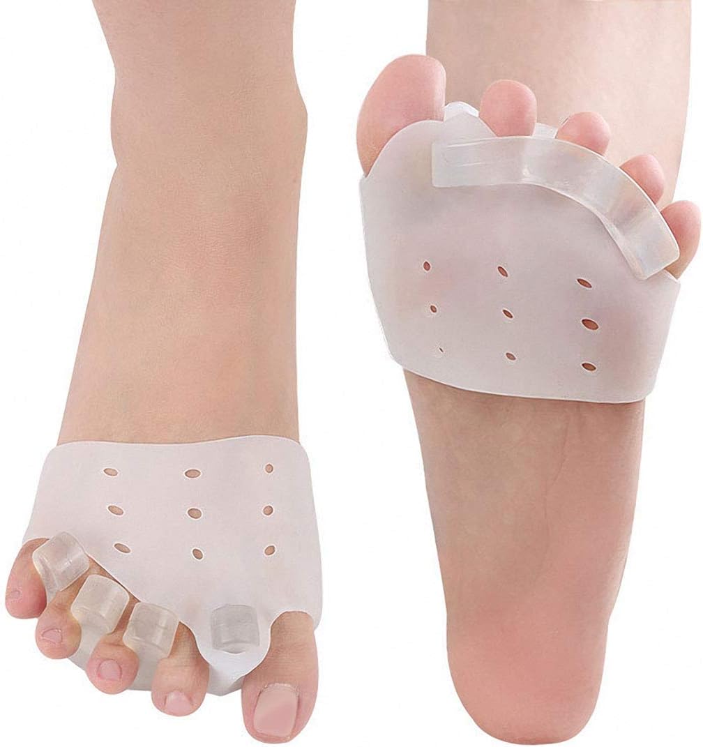 Gel Toe Separators Metatarsal Pads, Breathable Toe Straightener for Overlapping Toes, Bunion Corrector, Hallux Valgus Forefoot Pain Relief, Overlapping Toes, Blisters, Reusable Toe Stretchers