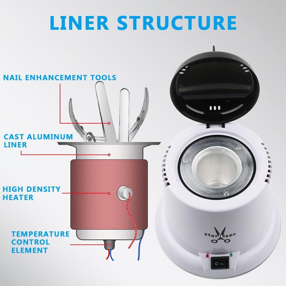 Nail Tools Cleaner High temperature Pot for Scissors Tweezers Clippers Nail Art Tools Manicure Cleaning Clean Box for Nail&Hair Salon