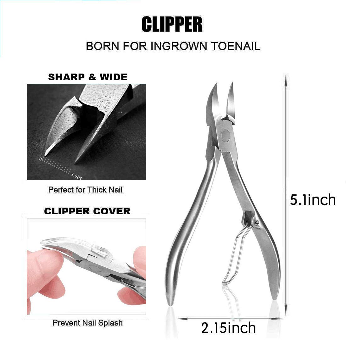 JTIEO Toenail Clippers 12-Piece Nail Treatment Foot Tool, Ingrown Toenail Removal Correction Clippers, Surgery Grade Nail File Lifter, Professional Pedicure Tool.