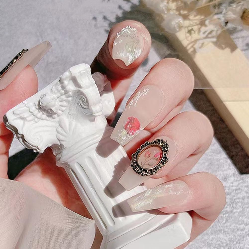 100PCS Frame Charms for Women Girls, Gothic Photo Frame Metal Nail Charms Retro Gold Silve Manicure Accessories 3D Flatback Jewels for DIY Nail Art Crafts Decoration