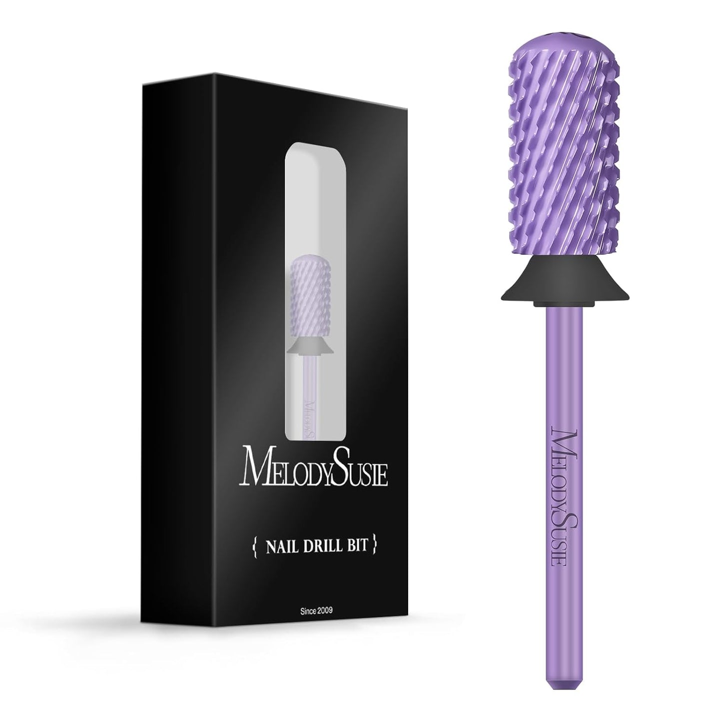 MelodySusie Safety Nail Drill Bits, 3/32'' Smooth Round Top Large Barrel Carbide Bits, Suitable for Manicure Pedicure Cuticle Gel Polishing, Beginners Bits, Purple, Series Bit-S, XC