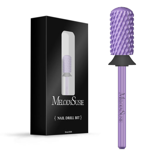 MelodySusie Safety Nail Drill Bits, 3/32'' Smooth Round Top Large Barrel Carbide Bits, Suitable for Manicure Pedicure Cuticle Gel Polishing, Beginners Bits, Purple, Series Bit-S, XC