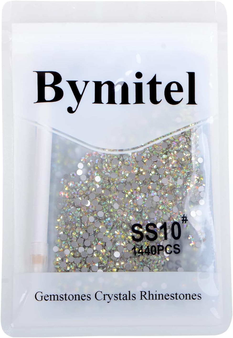2880PCS Art Nail Rhinestones Non Hotfix Glue Fix Round Crystals Glass Flatback for DIY Jewelry Making with one Picking Pen (ss10 2880PCS, Crystal AB)