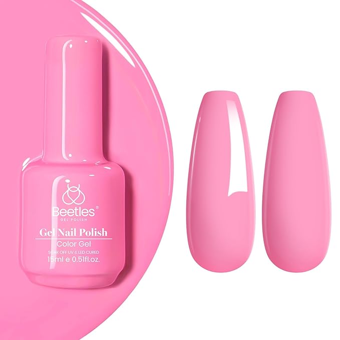 Beetles Pink Gel Nail Polish - Flamingo Feather Light Pink Gel Polish, Soak Off UV LED Nail Lamp Nail Art Manicure Salon DIY Home Gift for Women 15ml