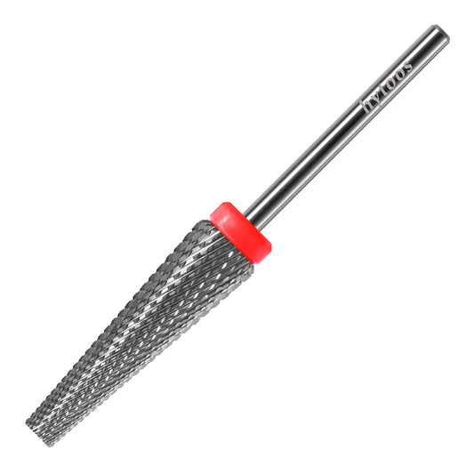 5 in 1 Nail Drill Bits, 24mm Flat Top Tapered Professional Tungsten Carbide Bit for Gel Polish & Base Removal, Electric File Manicure Drills Accessories Tool,F