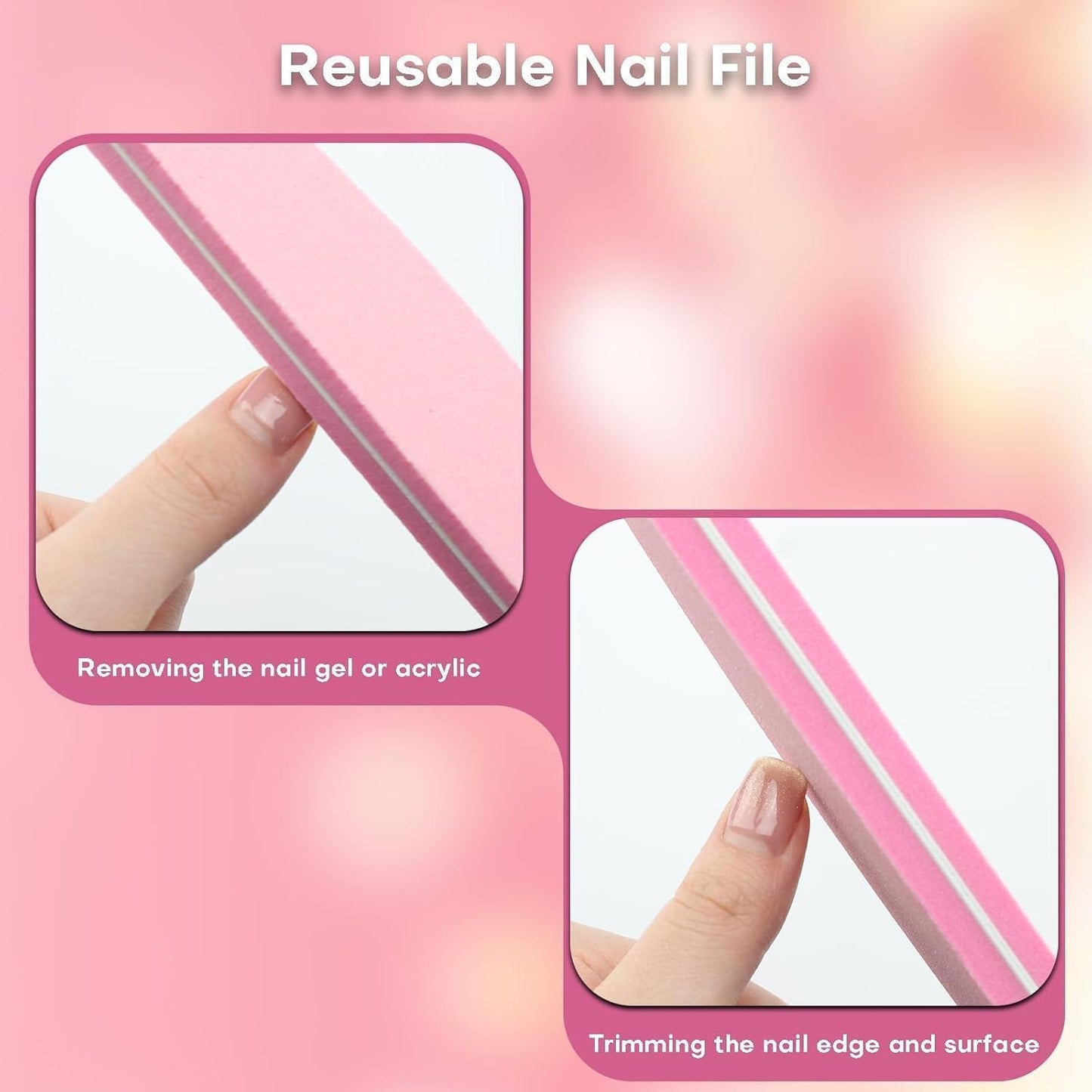 Nail Polish Remover Soak Bowl [2 PCS], Gel Polish Remover Refill Kits for Nails Including 10 PCS Soak Off Caps, Nail Buffer Block, Nail File, Cuticle Pusher, Pipette