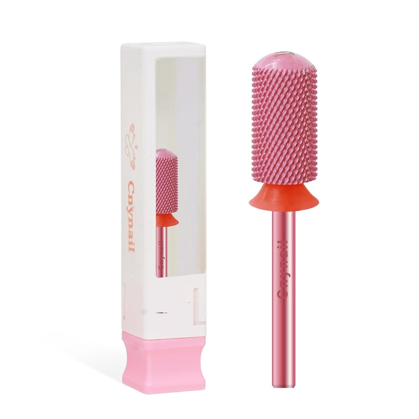 3/32" Large Barrel Smooth Round Top Tungsten Carbide Nail Drill Bit Safety Bit for Gel & Acrylic Removal, 2-Way Rotating Efile Tip, Salon Electric File Accessory (F Grit, Rose Red)