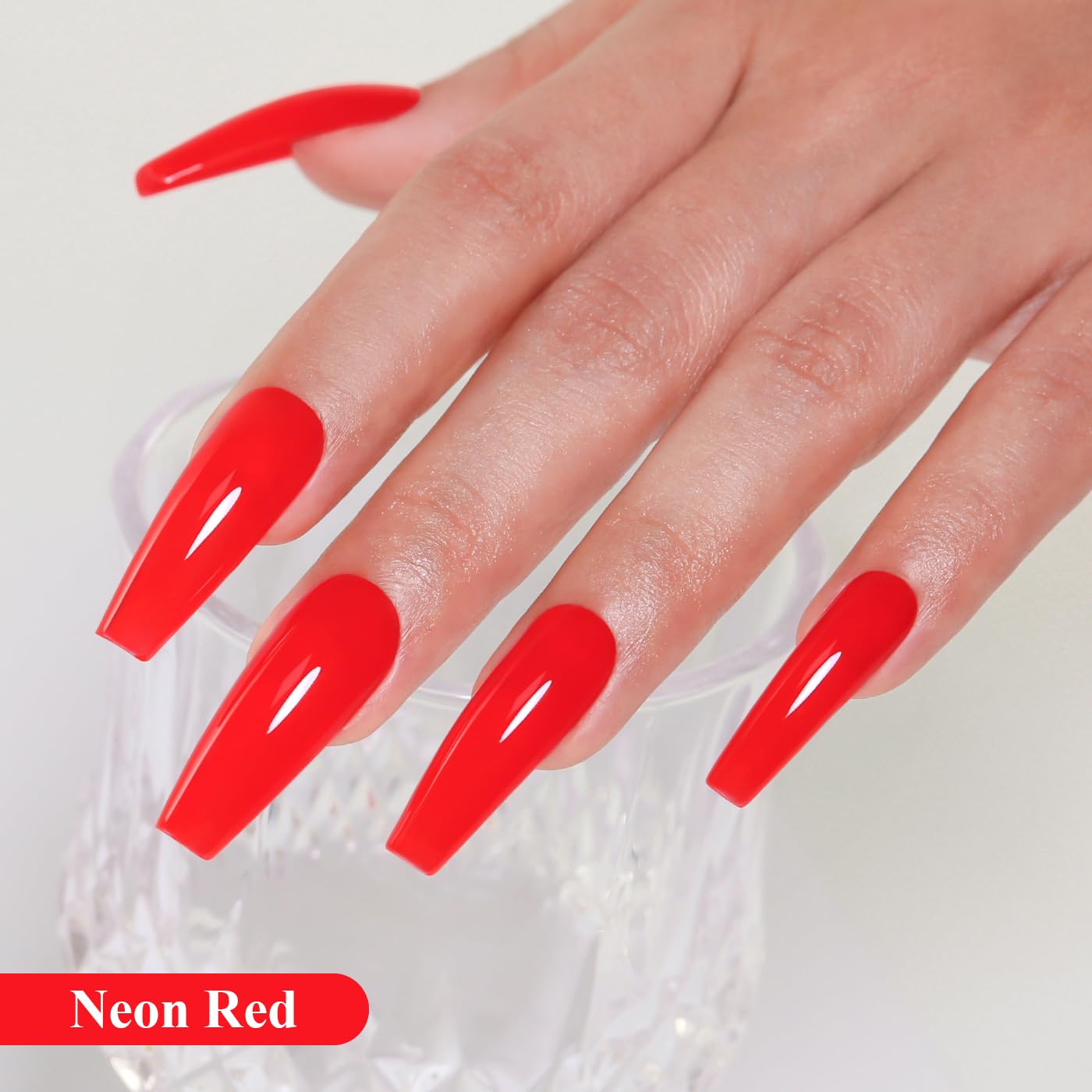 Imtiti Neon Gel Nail Polish, Neon Red Gel Polish High Gloss Soak Off UV LED Nail Gel Polish Spring Summer Art Manicure Salon DIY Design 10ML