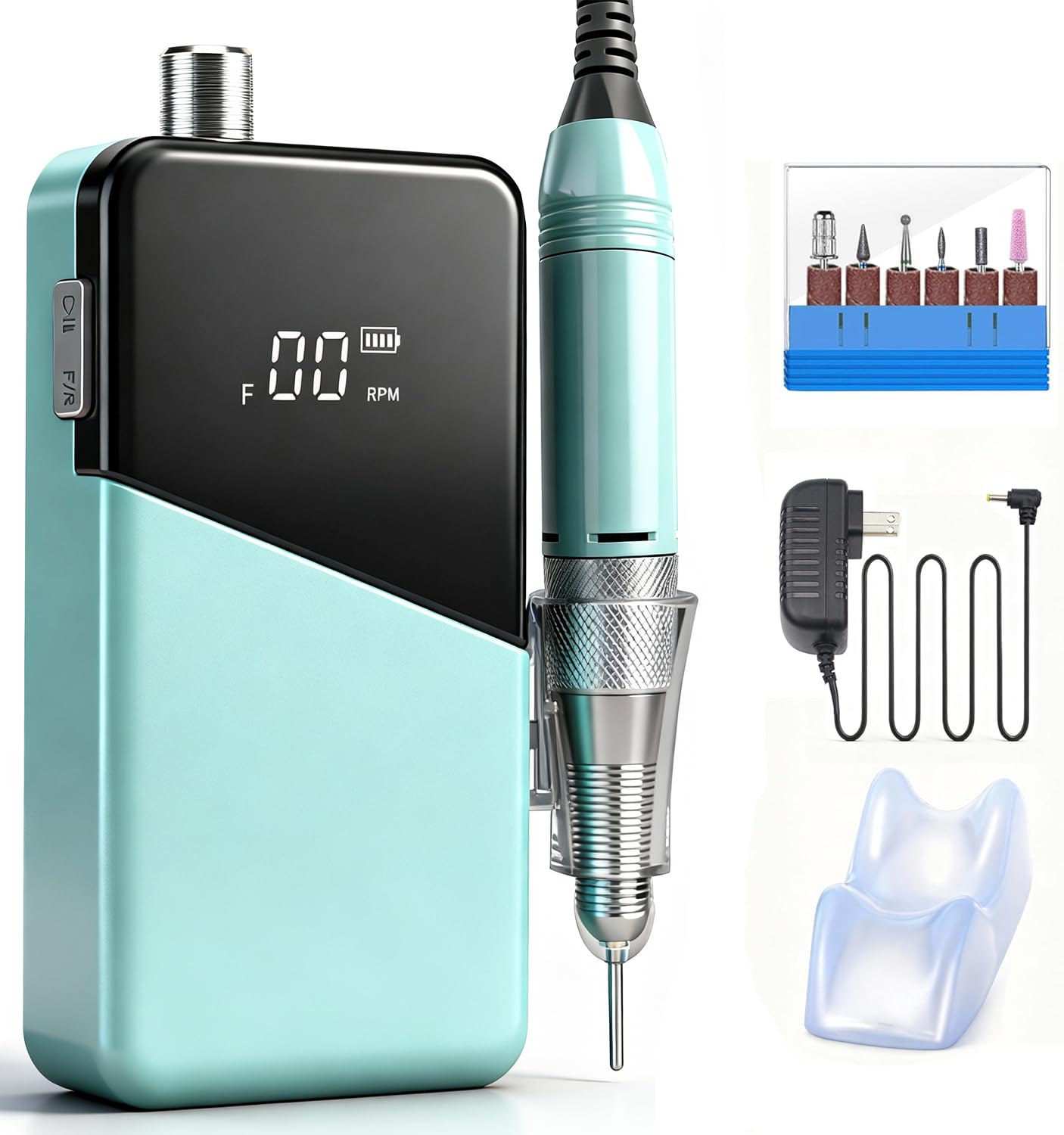 Electric Nail Drill Machine,Lumcrissy Portable Rechargeable 35000 RPM Electric Nail File E-File ,Electric Acrylic Nail Tools ,Polishing,Nail Removing (Light Green)